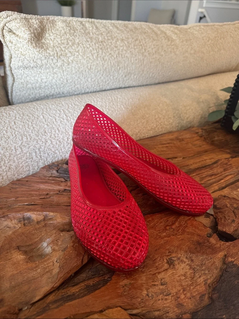Red Women's Jelly Ballet Flats
